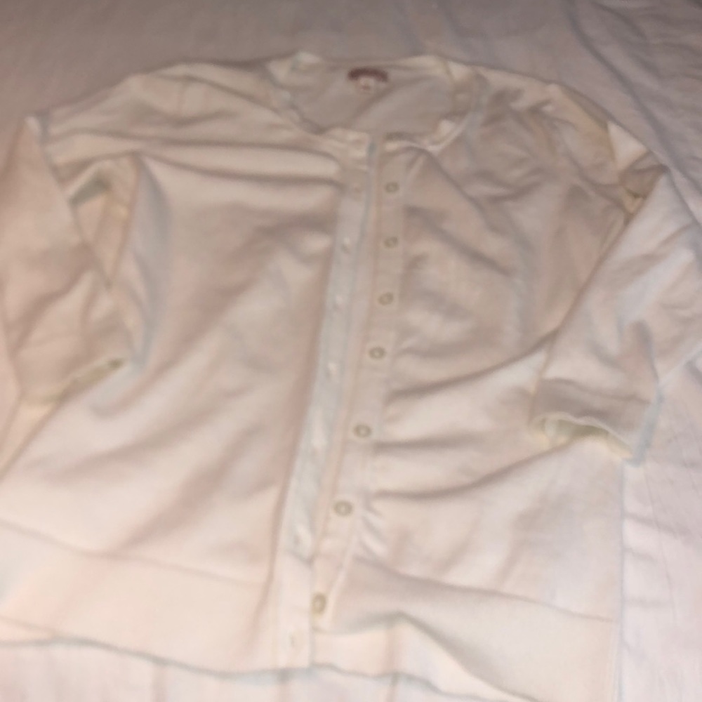 White button down cotton sweater
